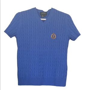 Ralph Lauren lady’s short sleeve blue cable knit sweater